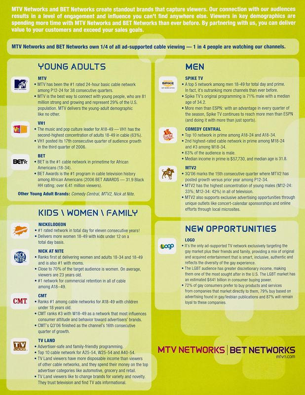 MTVN & BETN AFFILIATE SALES BROCHURES